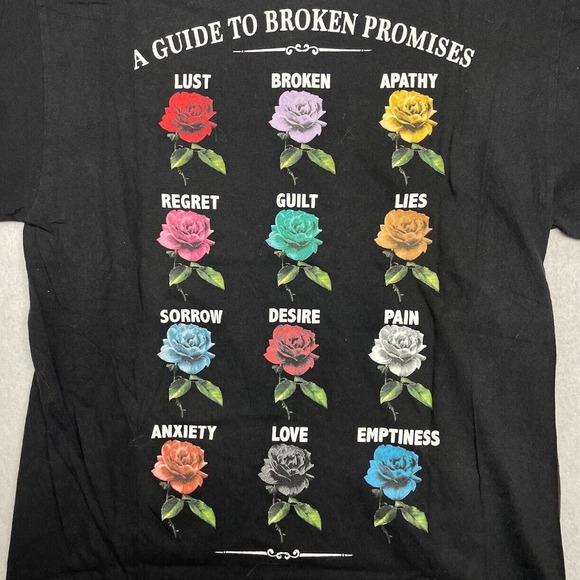 Broken Promises Rose Graphic Tee Thrifted Vintage Style Size S - Picture 9 of 11